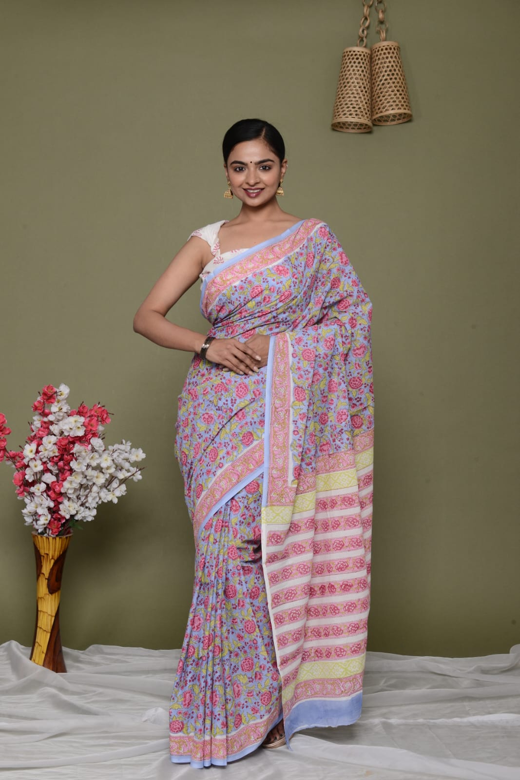 Lightweight Cotton Mulmul Saree – Shiv Handcrafted Elegance by House of the HandblocK