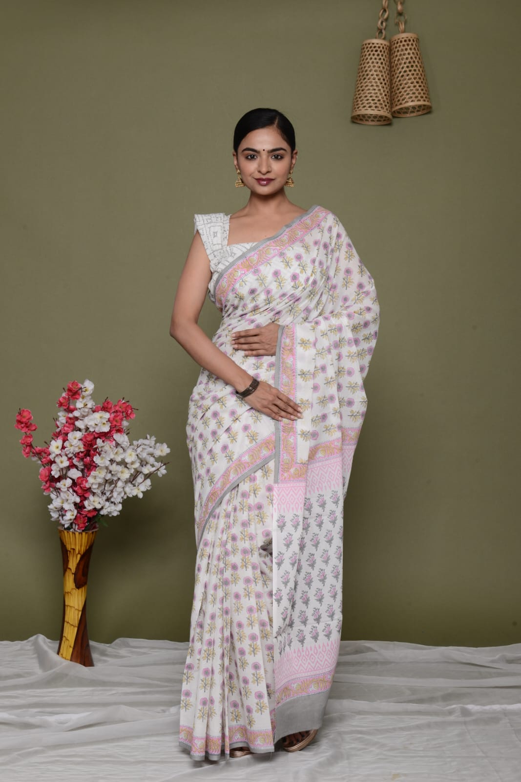 Lightweight Cotton Mulmul Saree – Shiv Handcrafted Elegance by House of the HandblocK