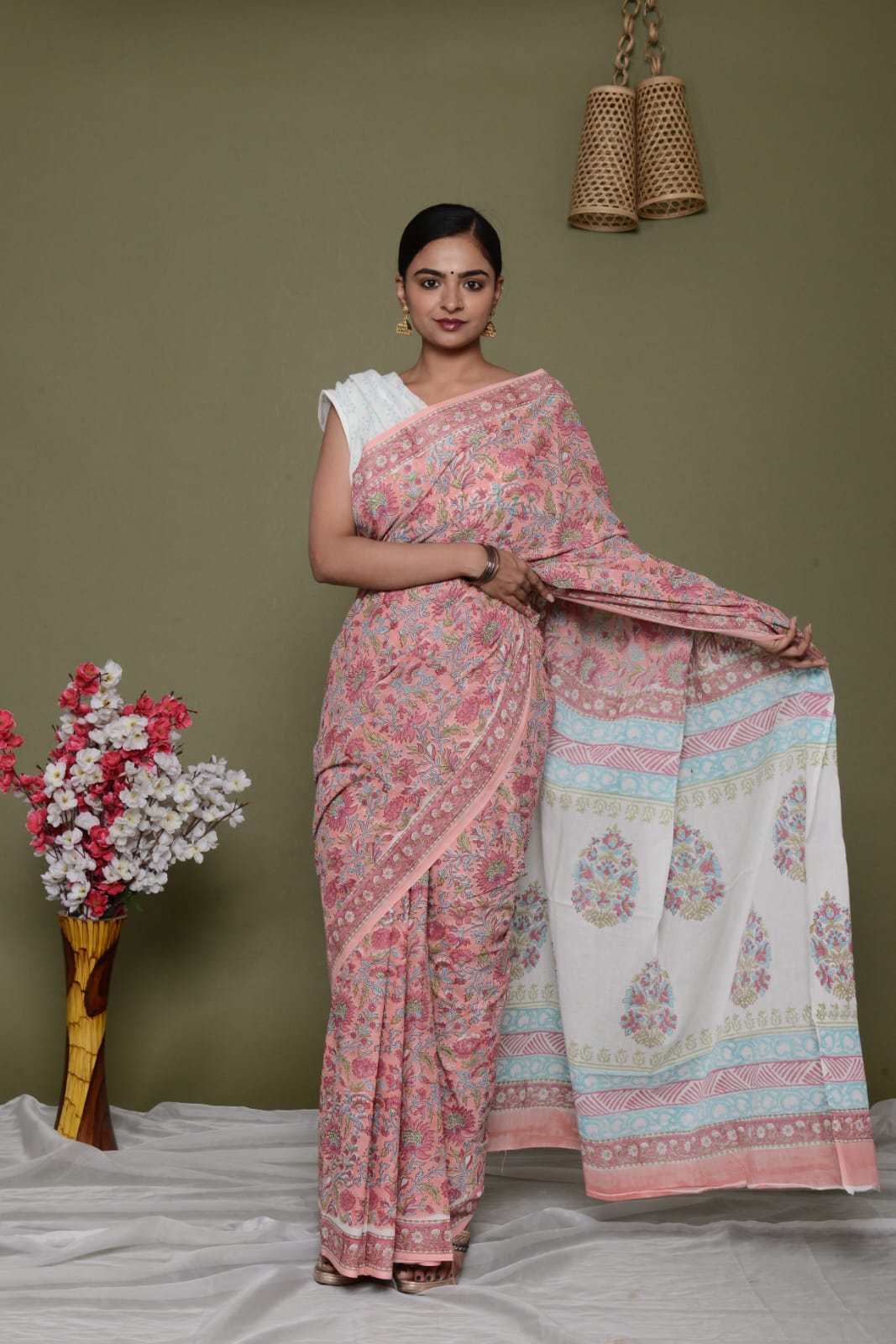 Lightweight Cotton Mulmul Saree – Shiv Handcrafted Elegance by House of the HandblocK