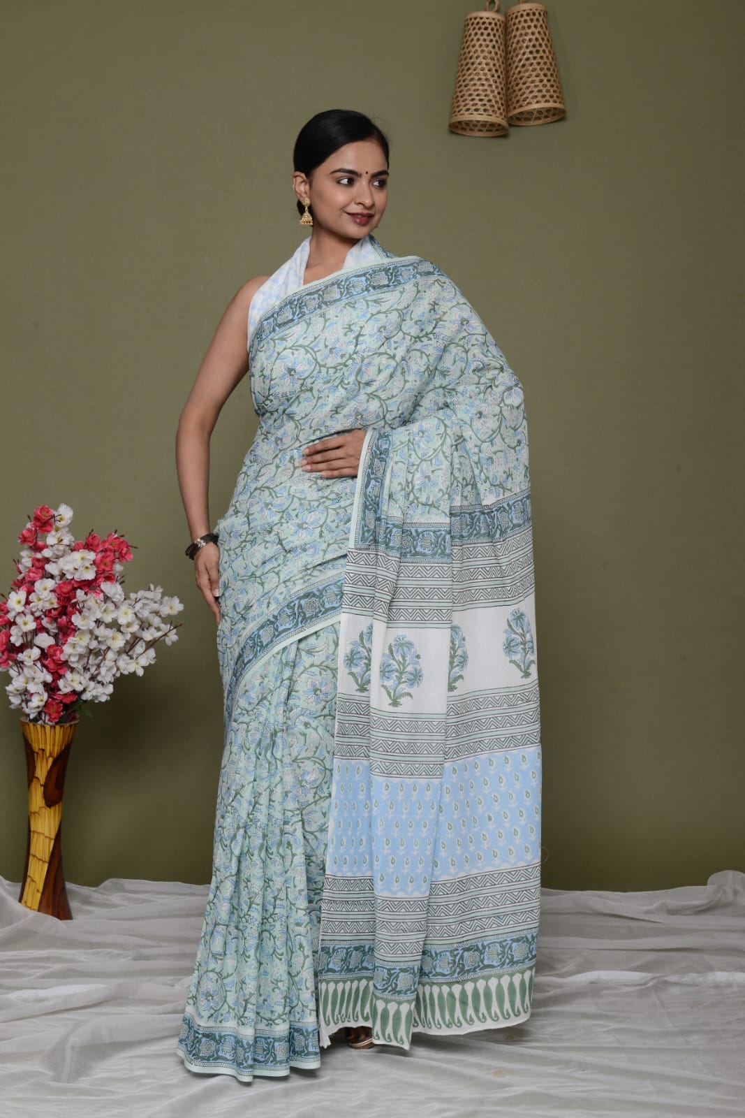 Lightweight Cotton Mulmul Saree – Shiv Handcrafted Elegance by House of the HandblocK