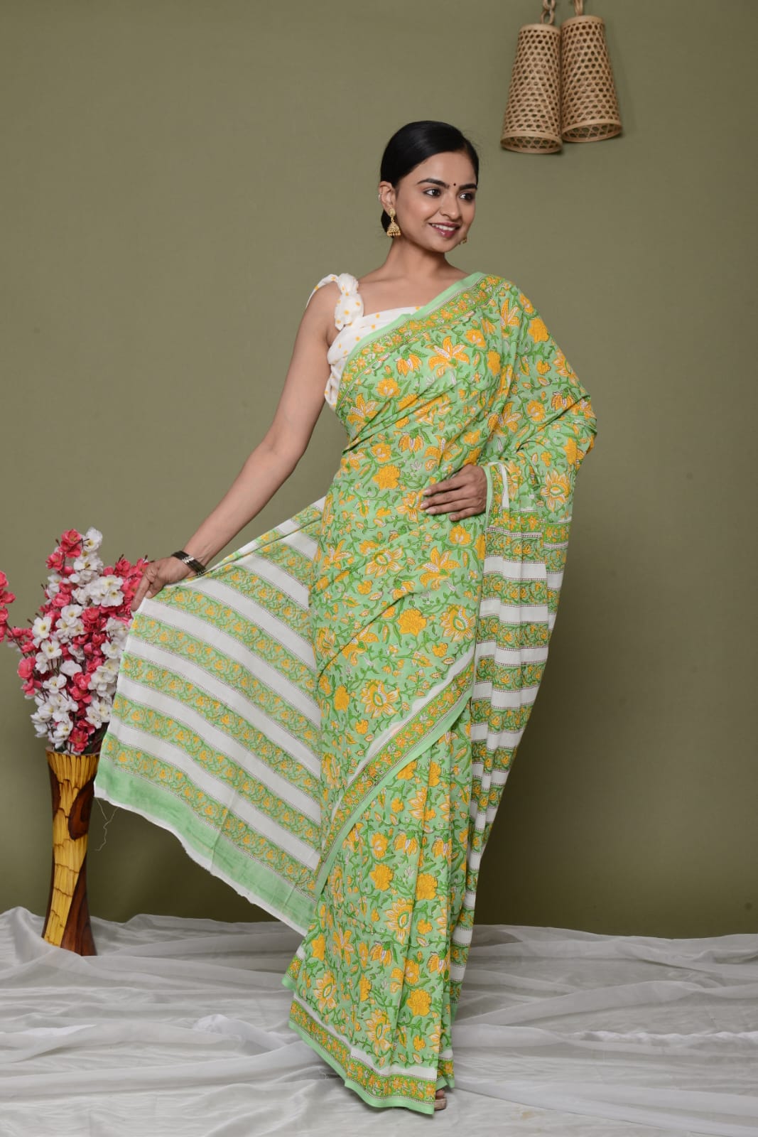Lightweight Cotton Mulmul Saree – Shiv Handcrafted Elegance by House of the HandblocK