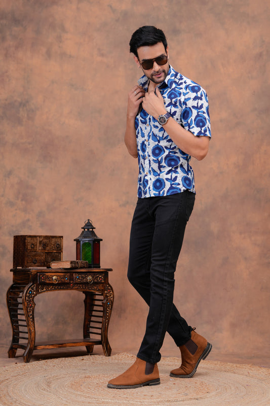 Couple Dress Set – Hand Block Printed Men’s Cotton Shirt & Women’s Midi Dress | House of the Handblock