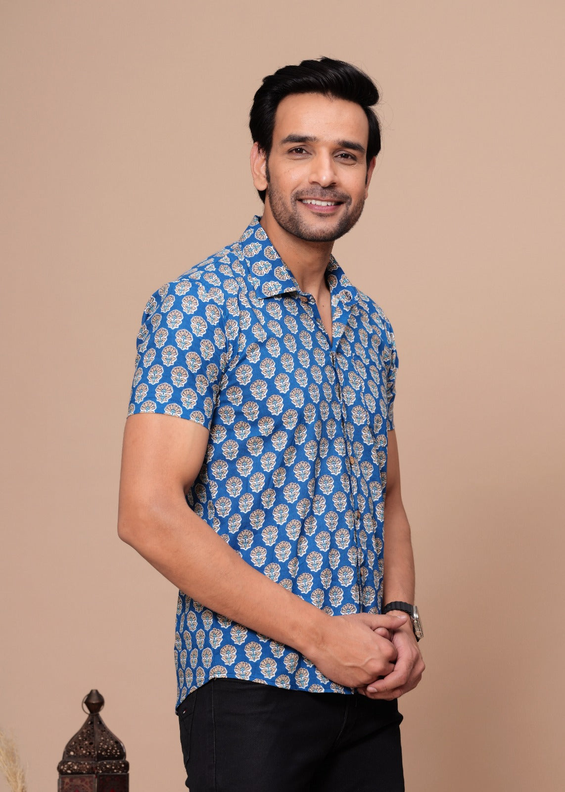 Couple Dress Set – Hand Block Printed Men’s Cotton Shirt & Women’s Midi Dress | House of the Handblock