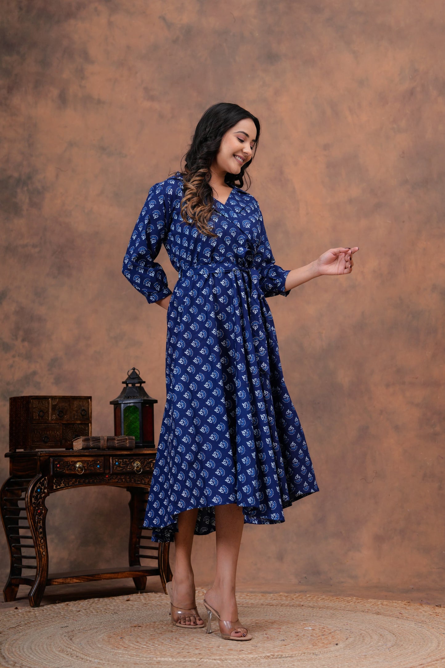 Couple Dress Set – Hand Block Printed Men’s Cotton Shirt & Women’s Midi Dress | House of the Handblock