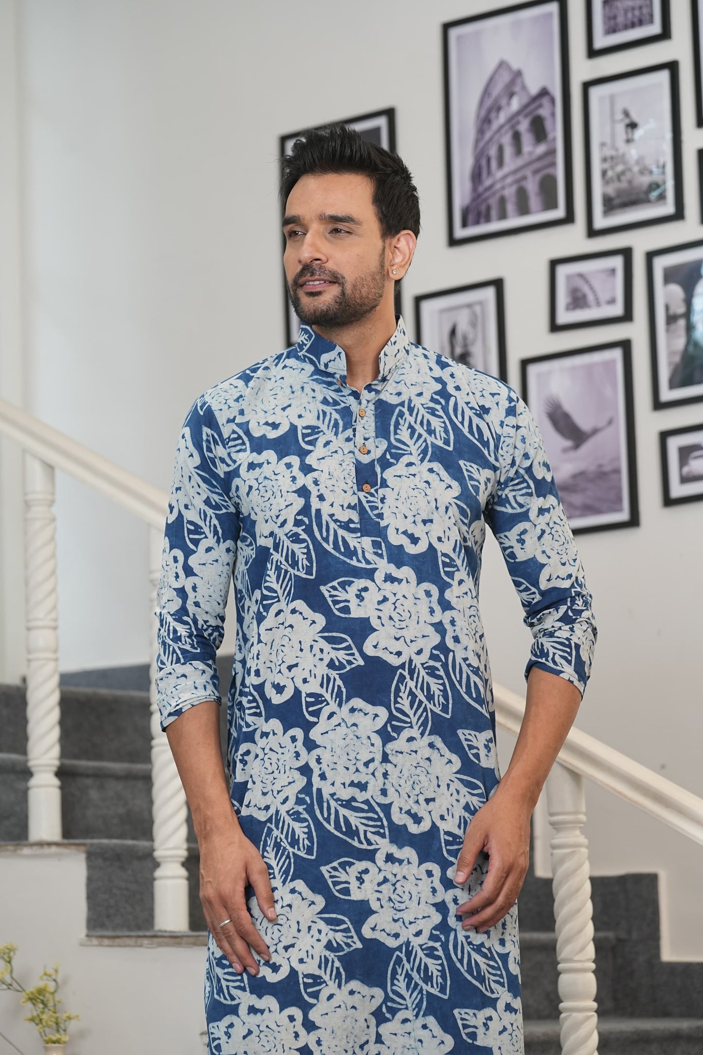 Traditional Bagru Hand Block Printed Men’s Cotton Long Kurta – Pure Cotton | House of the Handblock Jaipur