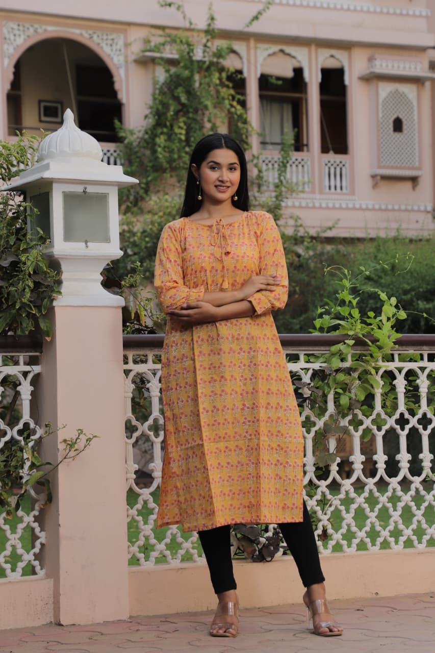Summer Office Collection of Handblock Cotton Kurtis-House of the Handblock Jaipur