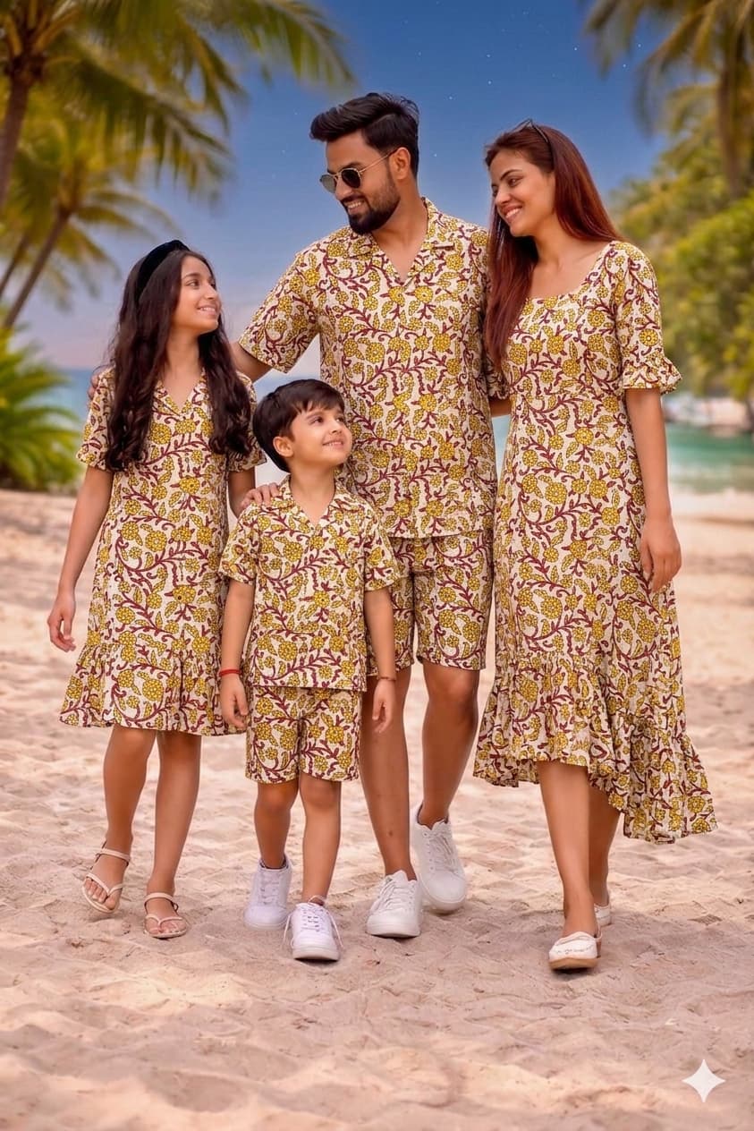 Family Twinning Vacation Collection | Soft Handblock Cotton Dresses &Mens Cordset for Entire Family | Infant to 8XL