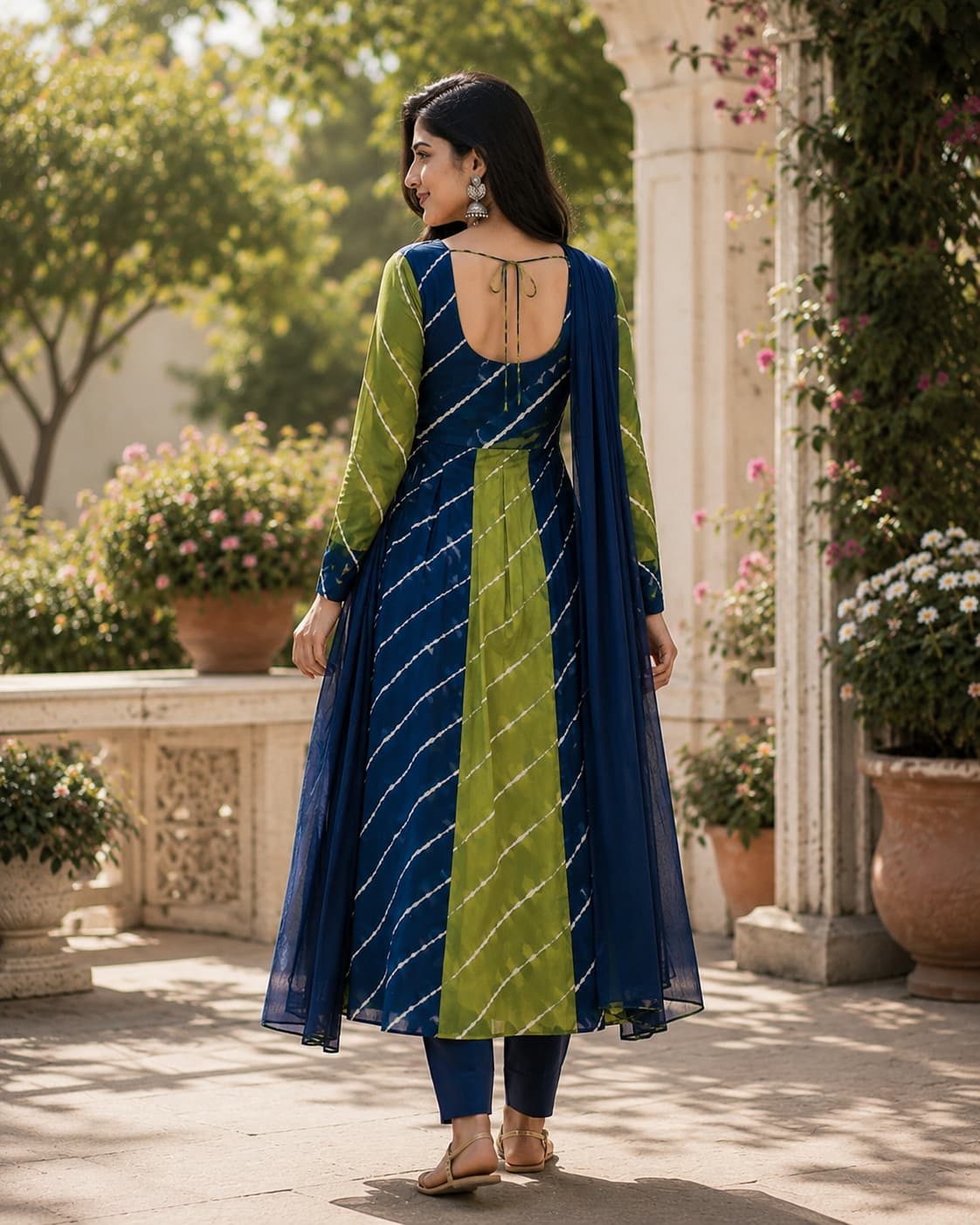 Natural Hand Block Printed Pure Cotton Anarkali Set with Mulmul Dupatta & Pant | Full Flared | Lined | XS–8XL | House Of The Handblock