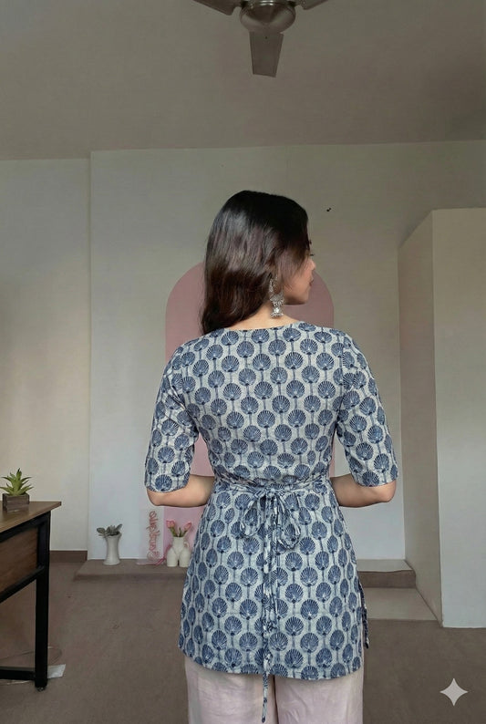 Trending Laila Corset in Pure Handblock Cotton | Adjustable Back Lace & Neck Tie | Sizes XS to 7XL | Handmade by House of the Handblock Jaipur