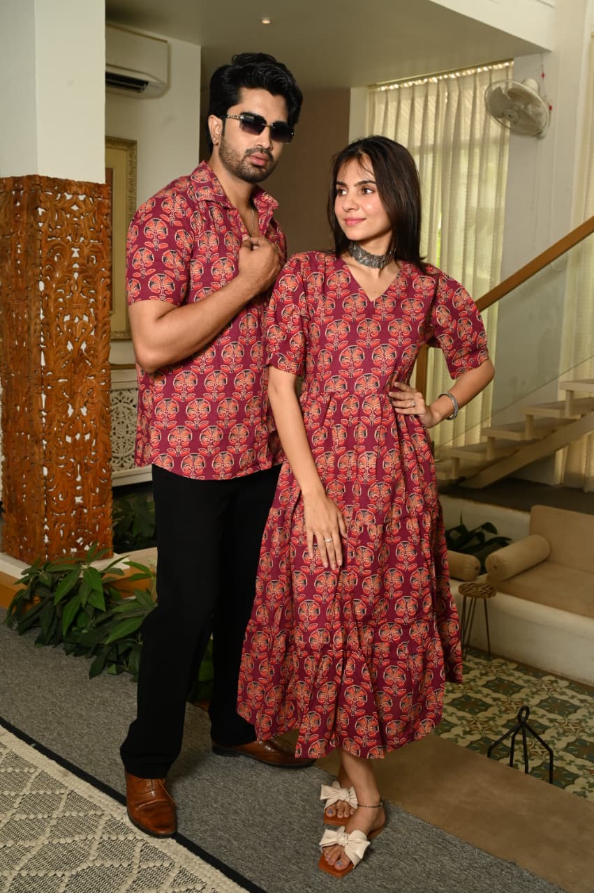 Cotton Couple Dress – Handcrafted Elegance for Him & Her