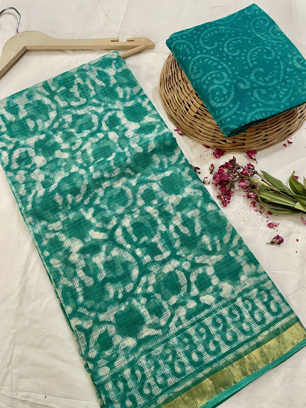 Pure Hand Block Printed Kota Doriya Saree with Blouse | Authentic Handcrafted Cotton Saree | House of the Handblock Jaipur