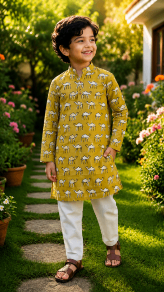 House Of The Handblock Pure Cotton Handblock Printed Kids Kurta | Natural Dye Ethnic Wear | Infant to 15 Years | Perfect Fit | Kurta Only