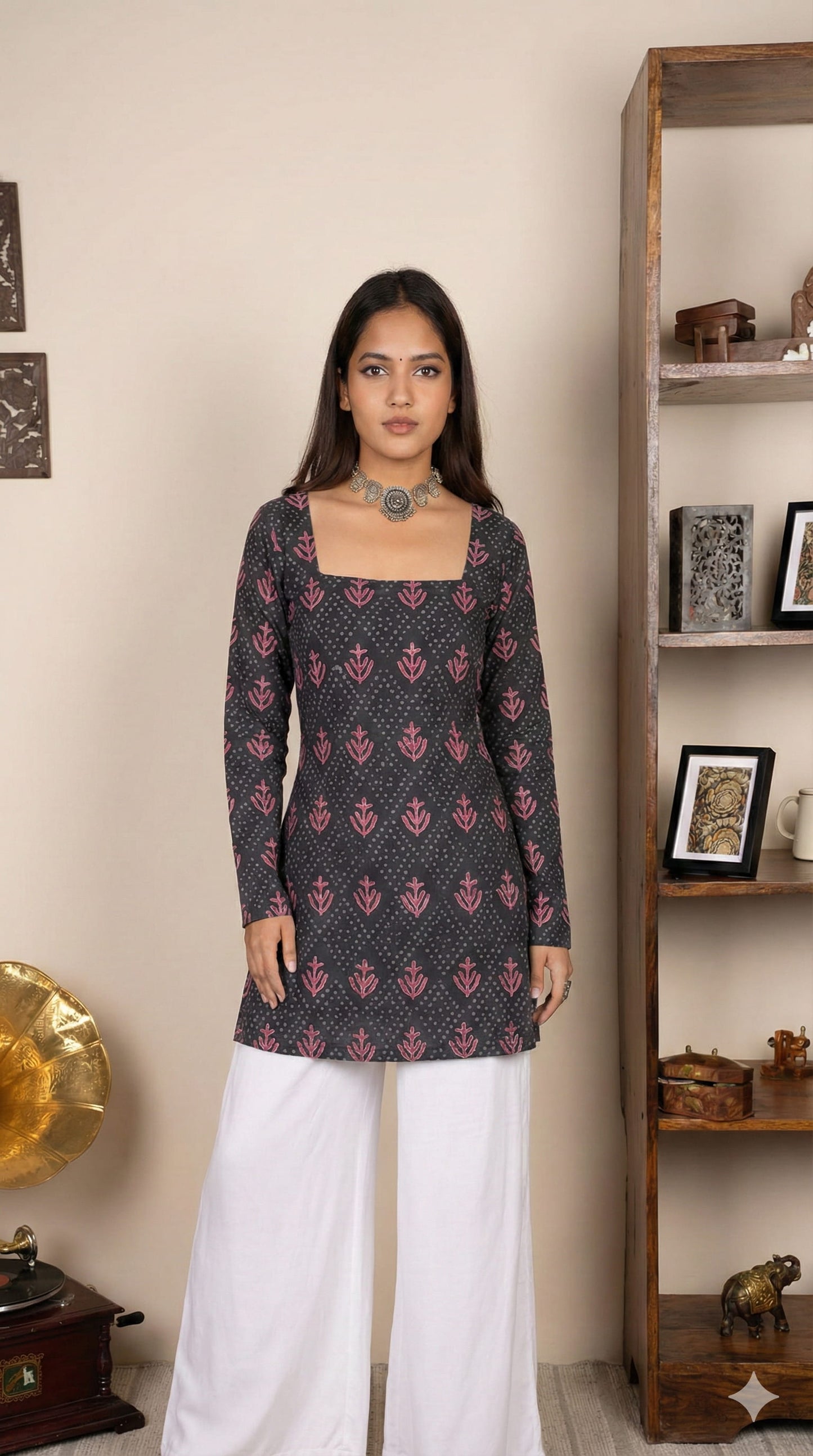 Corset Style Full-Sleeveless Handblock Cotton Kurta | Corsets By House of the Handblock
