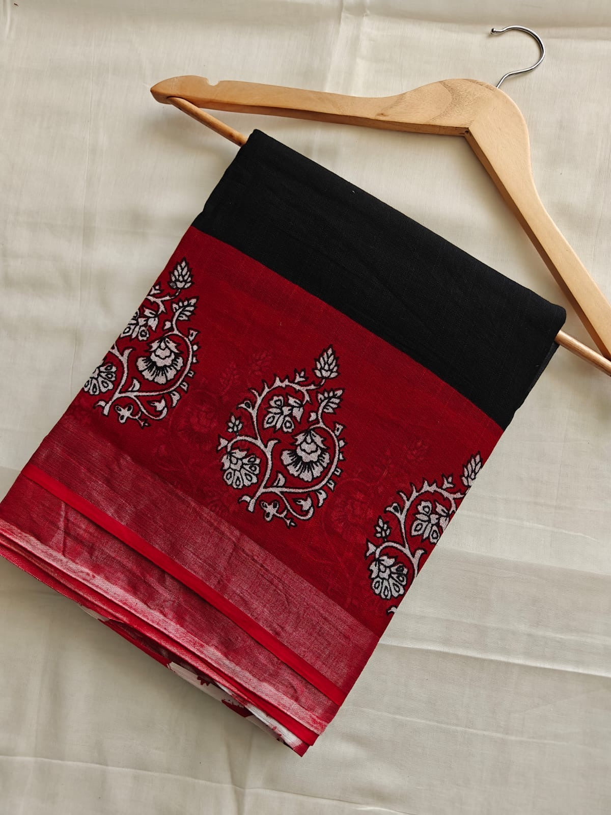 Pure Cotton Linen Hand Block Printed Saree with Blouse | Handcrafted Saree | House of the Handblock Jaipur