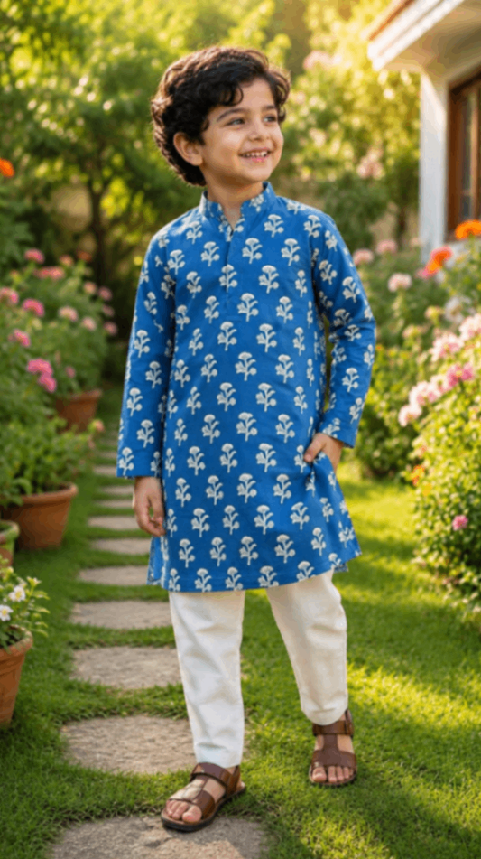 House Of The Handblock Pure Cotton Handblock Printed Kids Kurta | Natural Dye Ethnic Wear | Infant to 15 Years | Perfect Fit | Kurta Only
