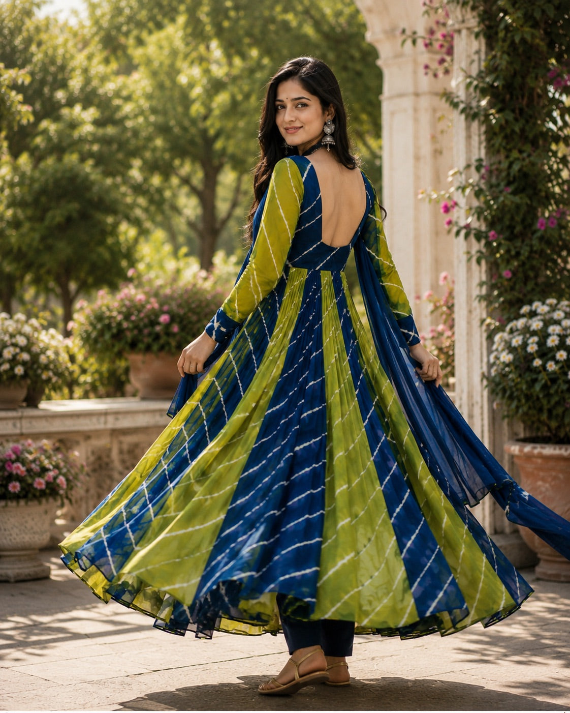 Natural Hand Block Printed Pure Cotton Anarkali Set with Mulmul Dupatta & Pant | Full Flared | Lined | XS–8XL | House Of The Handblock