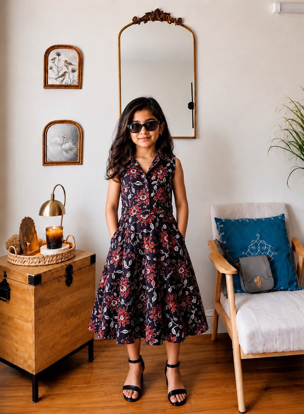 Trending Hand Block Printed Crop Top with Skirt Corset Set for Kids | Natural Cotton | Infant to 14 Years | Skin-Friendly | Customization Available | House Of The Handblock