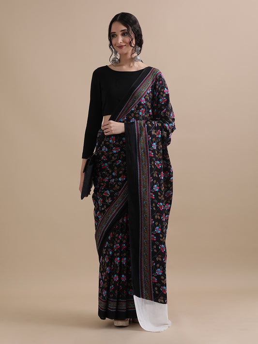 Pure Cotton Mul Mul Printed Saree with Blouse | Soft Handblock Style Saree | House of The Handblock