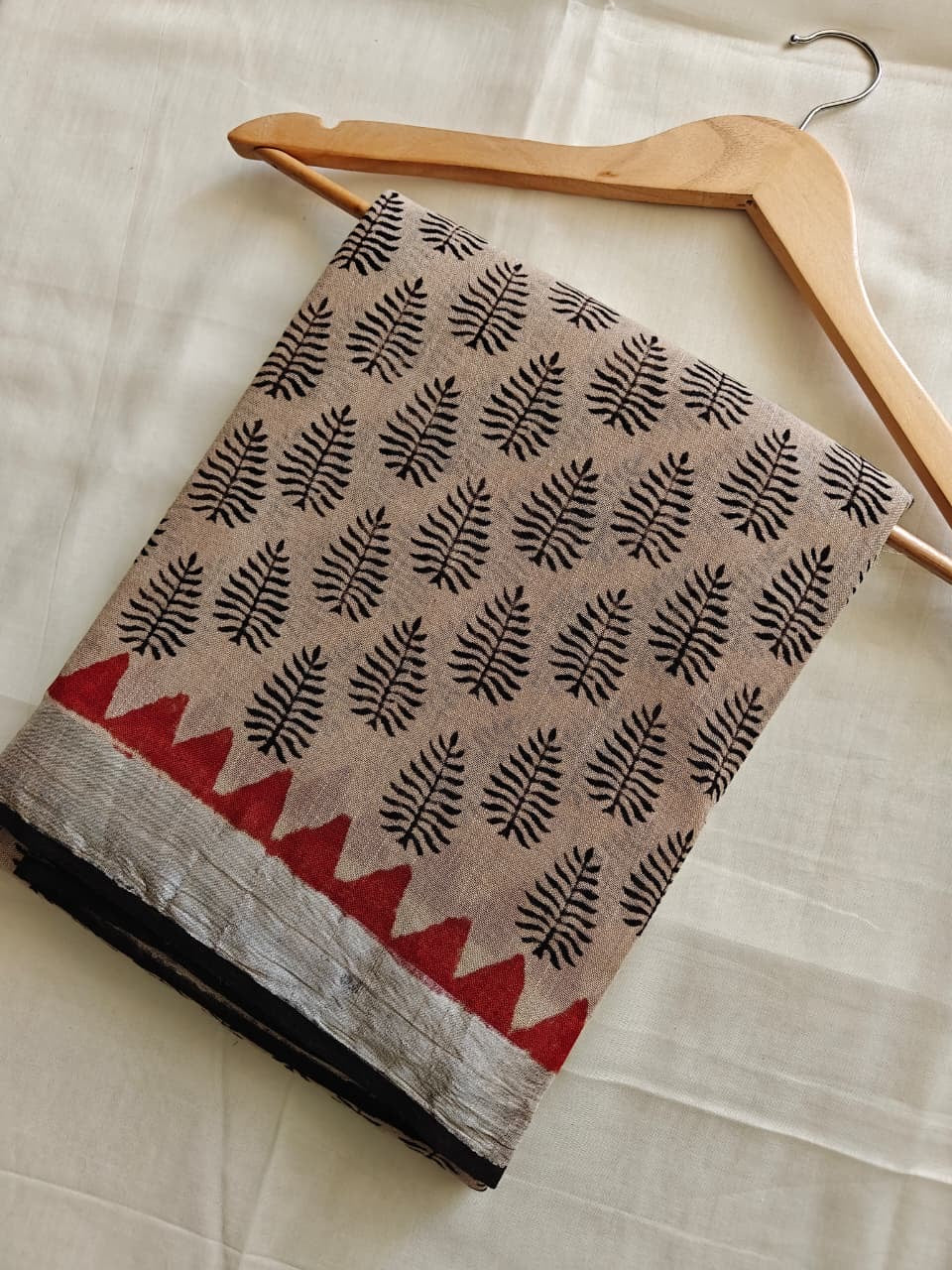 Pure Cotton Linen Hand Block Printed Saree with Blouse | Handcrafted Saree | House of the Handblock Jaipur