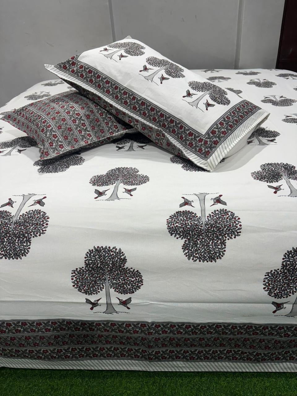 Premium Pure Cotton Super King Size Bedsheet 108×108 with 2 Pillow Covers | Colour Fast South Cotton Bedsheet | House Of The Handblock
