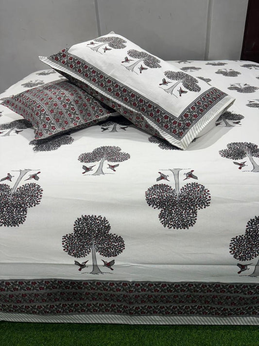Premium Pure Cotton Super King Size Bedsheet 108×108 with 2 Pillow Covers | Colour Fast South Cotton Bedsheet | House Of The Handblock