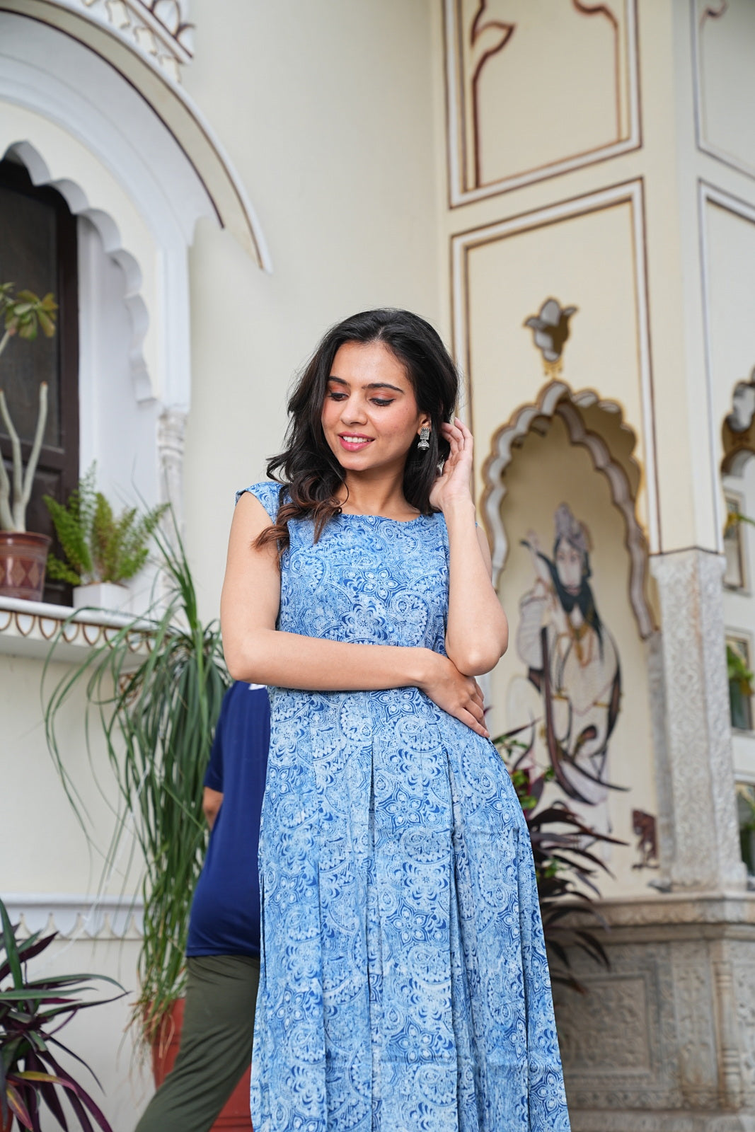 Handblock Printed Sleeveless Cotton Midi Dress – House of the Handblock