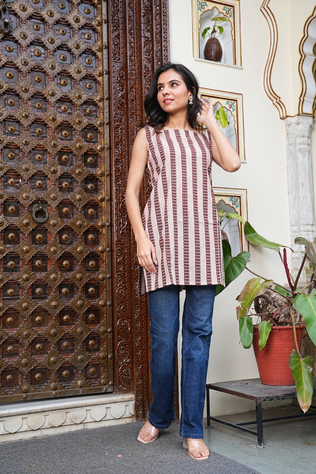 Sleeveless Handblock Cotton Short Tunic – Ethical & Comfortable Outfit