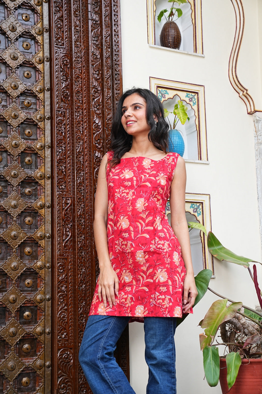 Sleeveless Handblock Cotton Short Tunic – Ethical & Comfortable Outfit