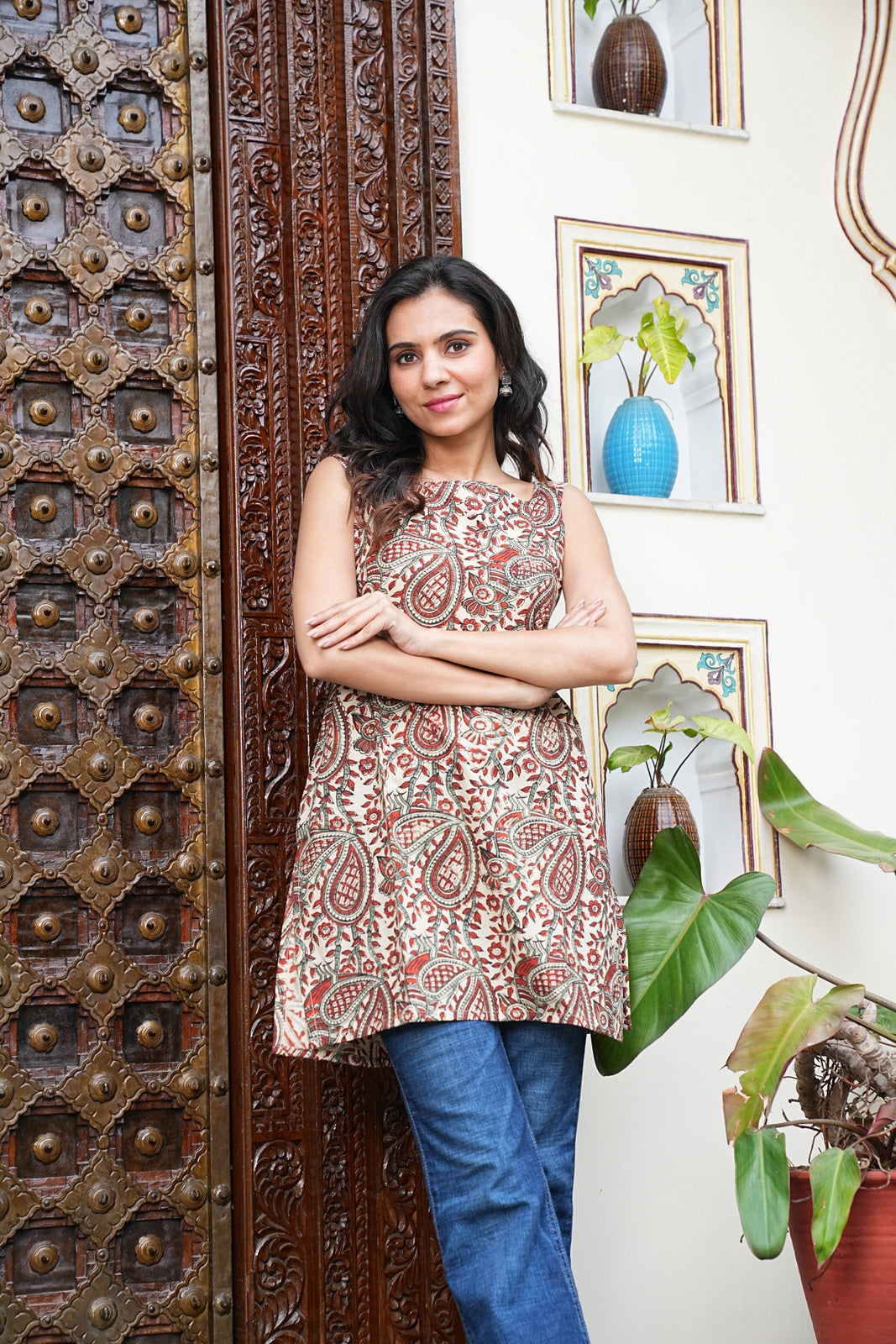 Sleeveless Handblock Cotton Short Tunic – Ethical & Comfortable Outfit