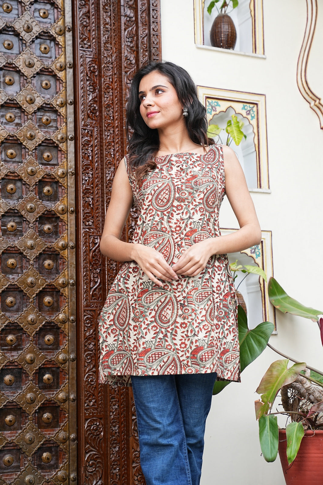 Sleeveless Handblock Cotton Short Tunic – Ethical & Comfortable Outfit