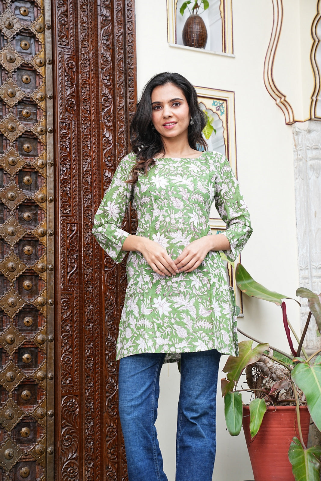 Women's Short Handblock Kurti – Pure Cotton | Jaipur Print