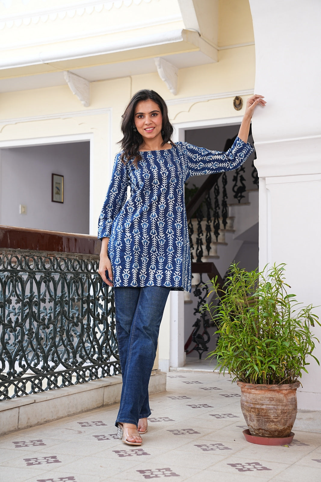Women's Short Handblock Kurti – Pure Cotton | Jaipur Print
