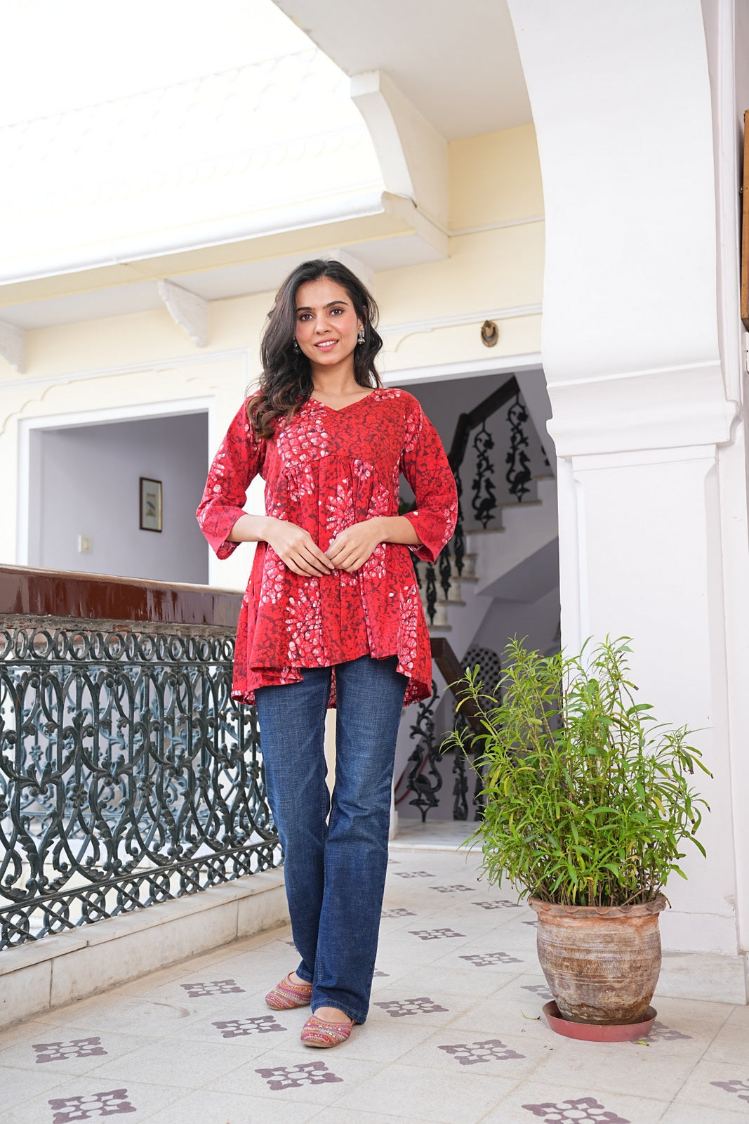 Women's Handblock Cotton Peplum Top – Short Tunic Kurti | Eco-Friendly Fashion