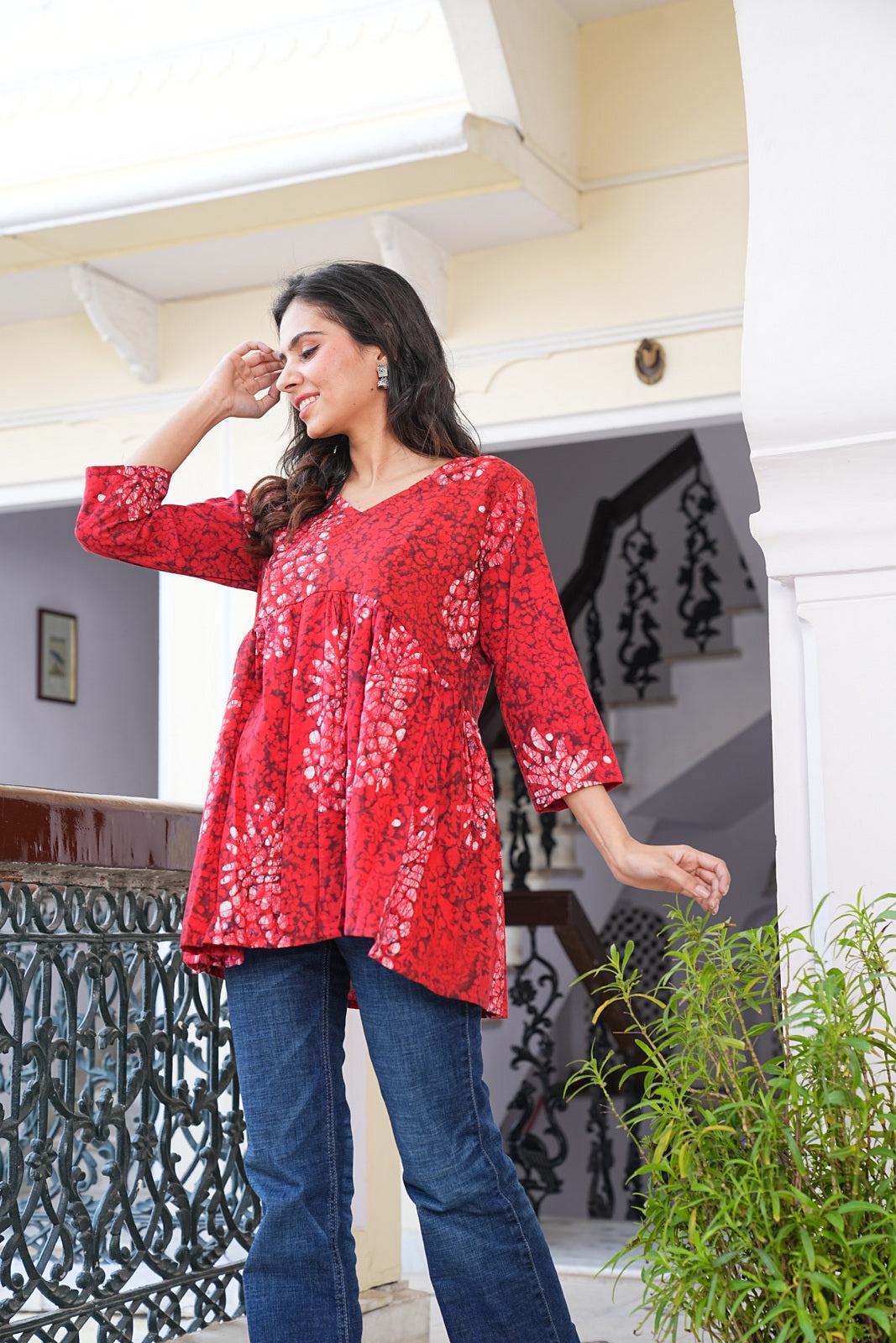 Women's Handblock Cotton Peplum Top – Short Tunic Kurti | Eco-Friendly Fashion