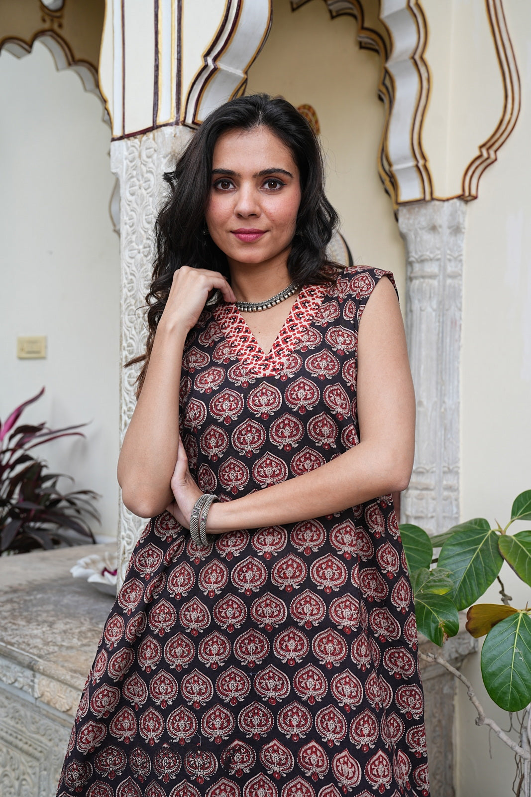 Handblock Printed Cotton Sleeveless Plazo Set – Earthy Elegance by House of the Handblock