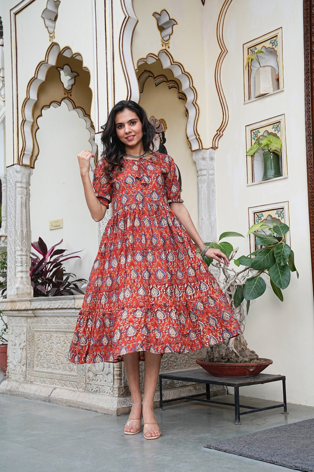 Women's Handblock Bagru Cotton Dress – Stylish & Breathable