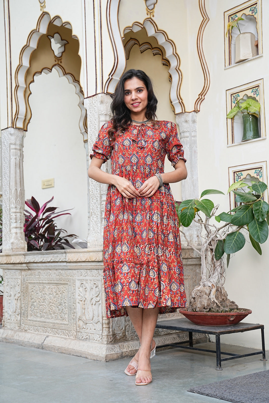 Women's Handblock Bagru Cotton Dress – Stylish & Breathable