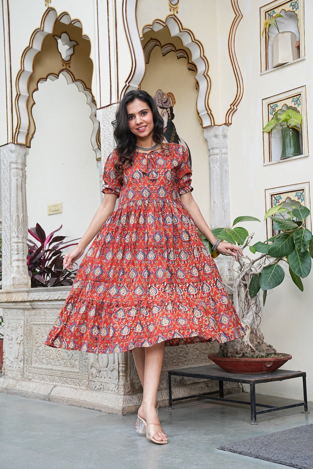 Women's Handblock Bagru Cotton Dress – Stylish & Breathable