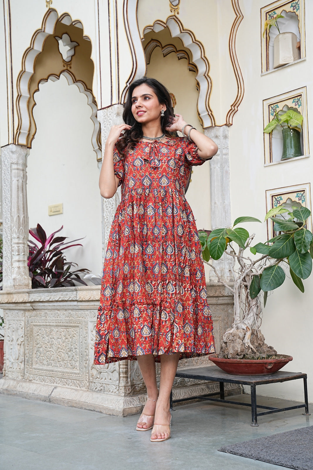 Women's Handblock Bagru Cotton Dress – Stylish & Breathable