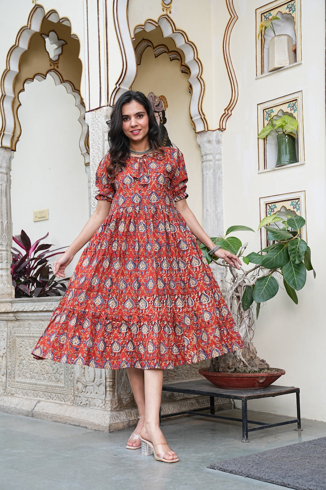 Women's Handblock Bagru Cotton Dress – Stylish & Breathable