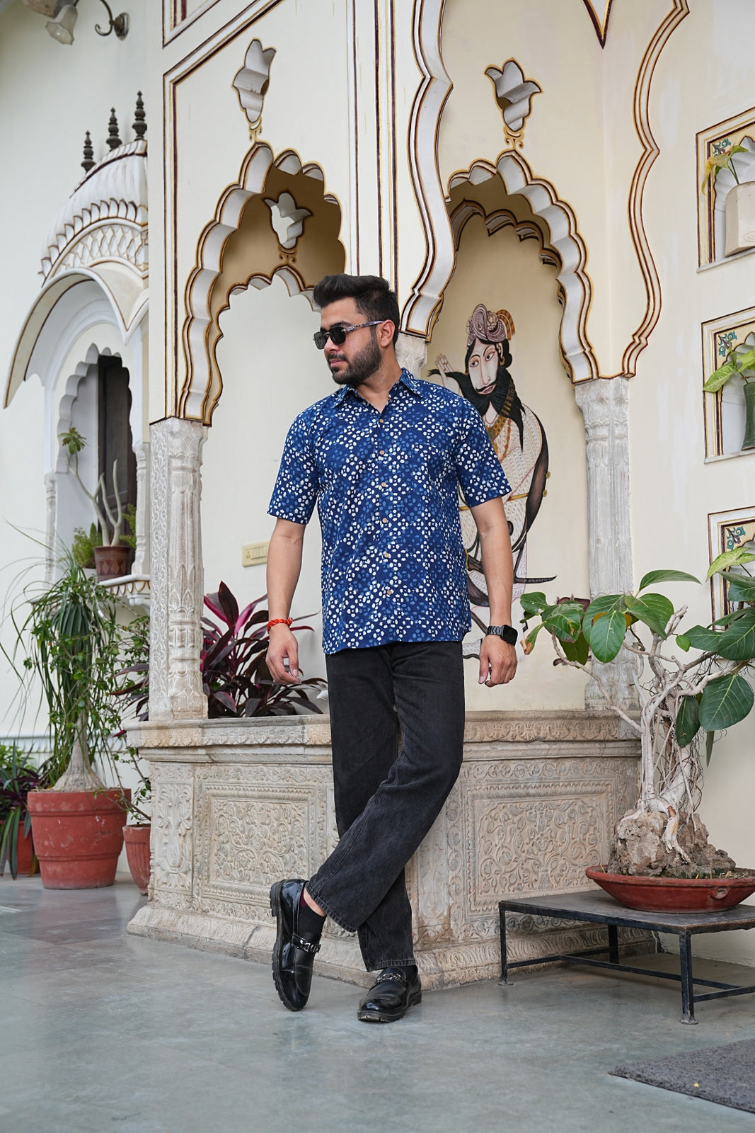 Couple Style Combo – Jaipuri Handblock Cotton Dress & Shirt Set