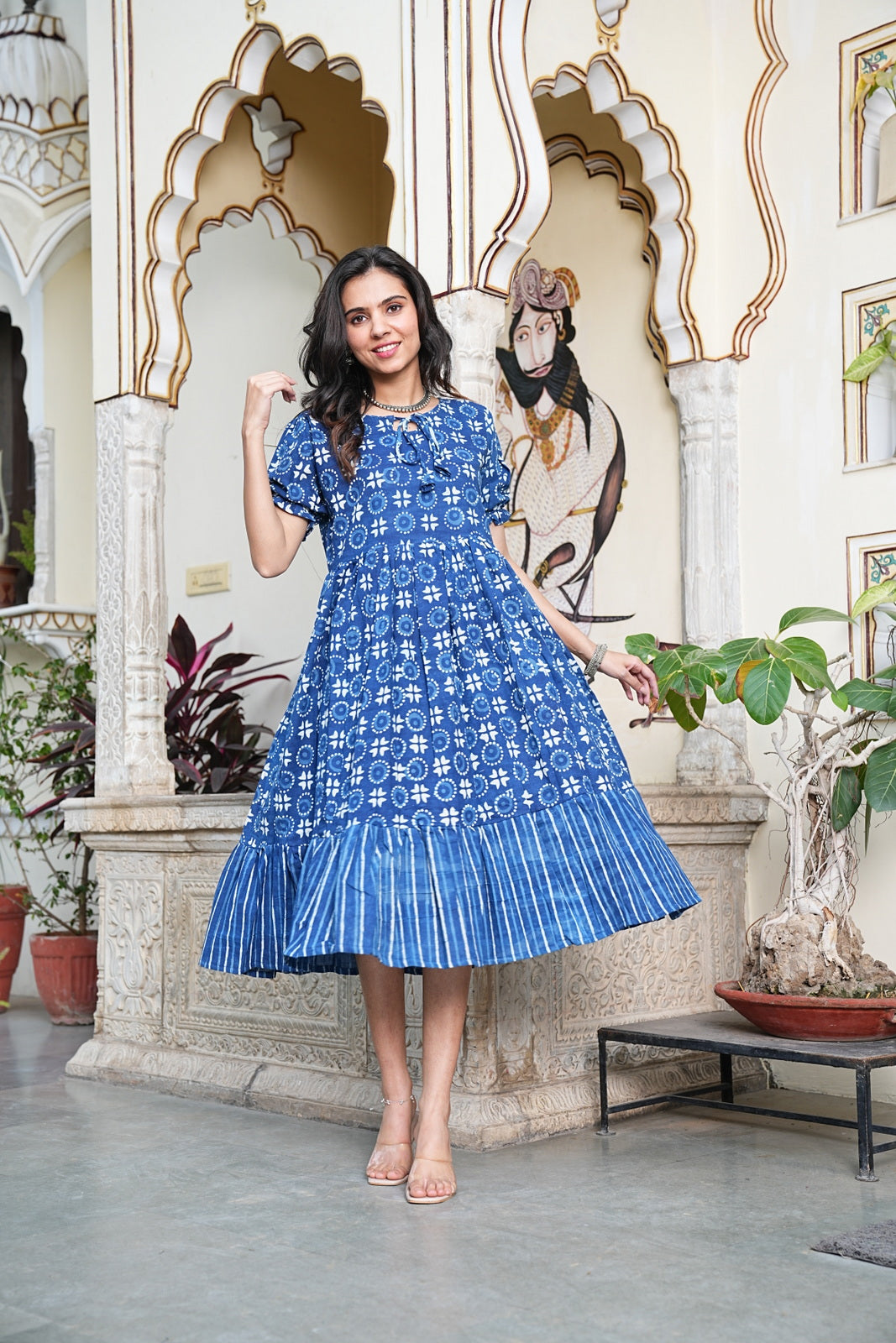 Women's Handblock Bagru Cotton Dress – Stylish & Breathable