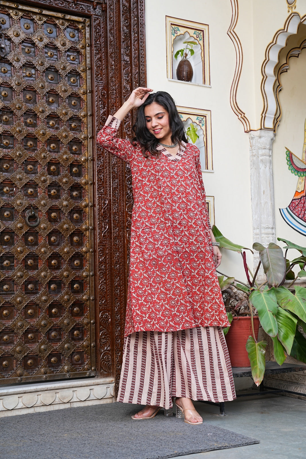 Handblock Printed Cotton Plazo Set – Earthy Elegance by House of the Handblock