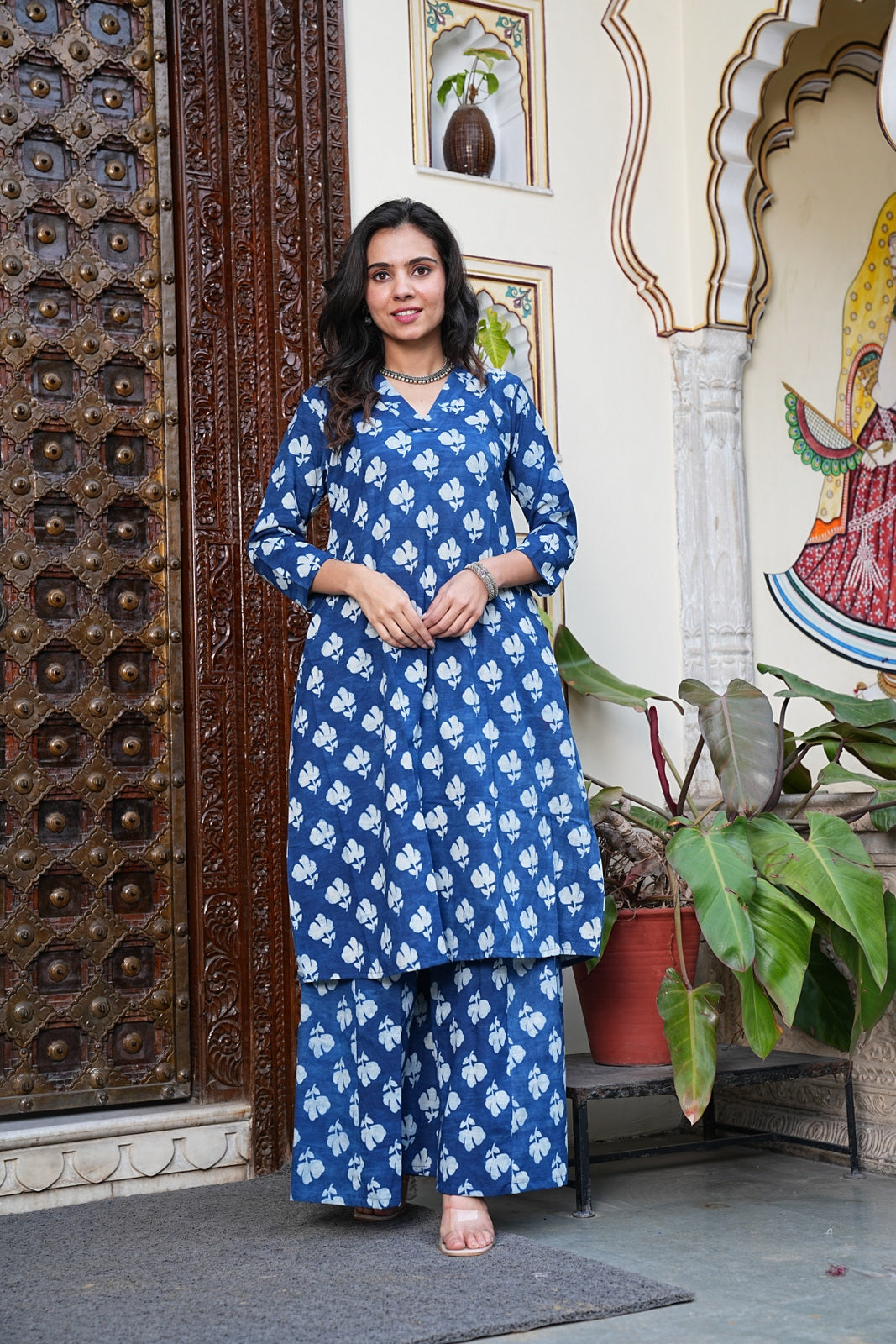 BLUE Handblock Printed Cotton Plazo Set – Earthy Elegance by House of the Handblock