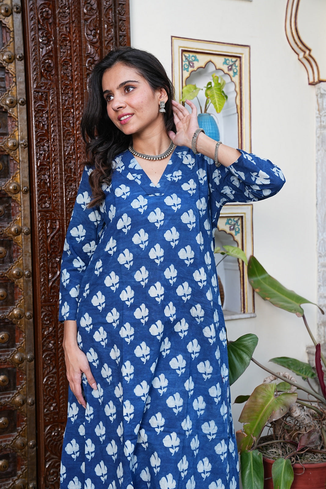 BLUE Handblock Printed Cotton Plazo Set – Earthy Elegance by House of the Handblock
