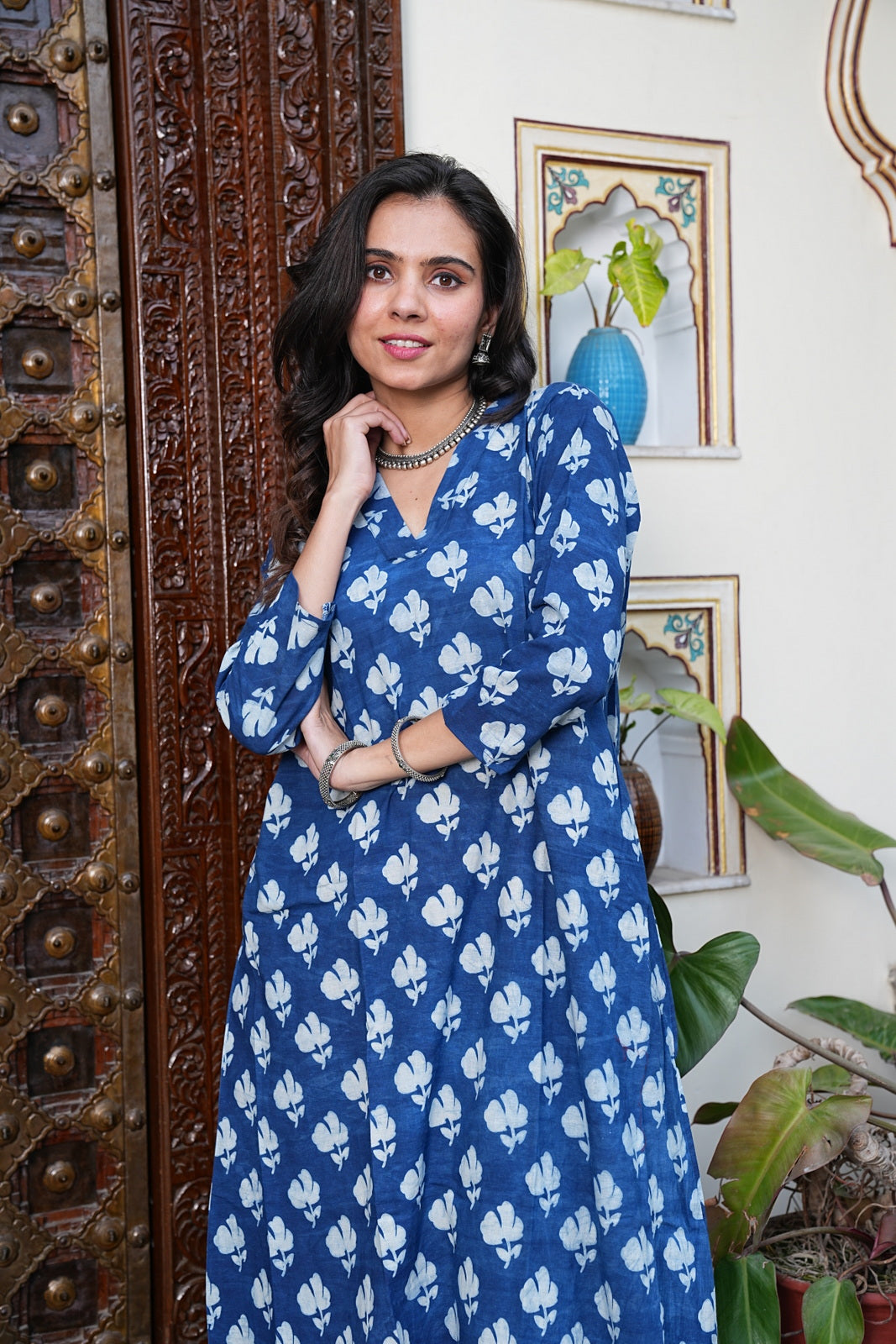 BLUE Handblock Printed Cotton Plazo Set – Earthy Elegance by House of the Handblock
