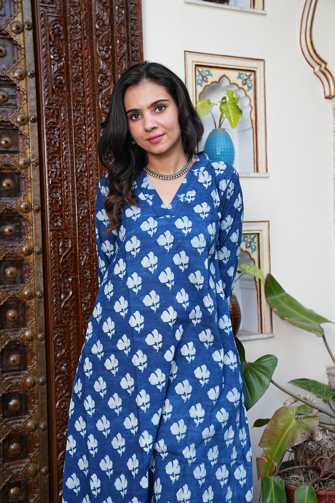 BLUE Handblock Printed Cotton Plazo Set – Earthy Elegance by House of the Handblock