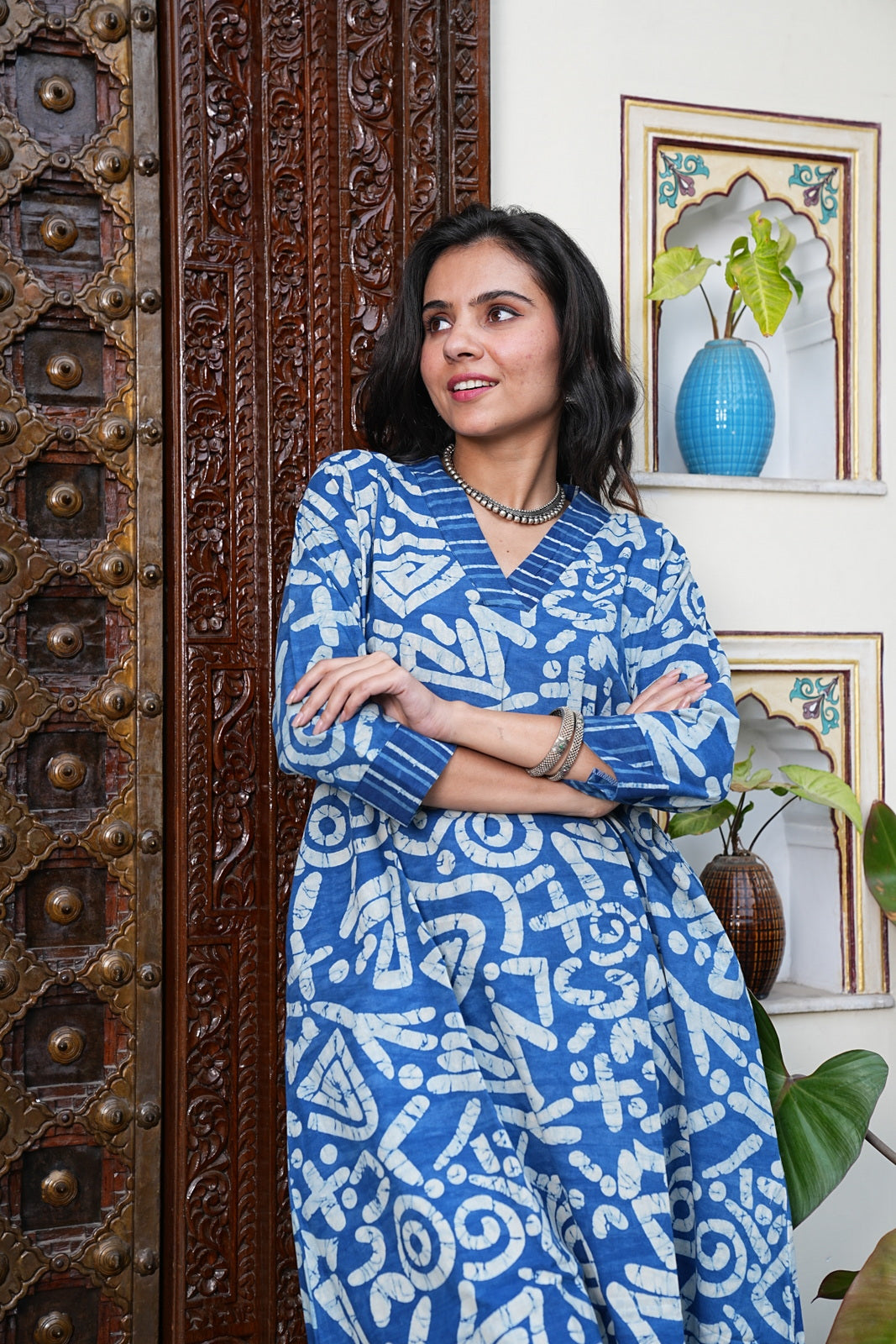 BLUE Handblock Printed Cotton Plazo Set – Earthy Elegance by House of the Handblock