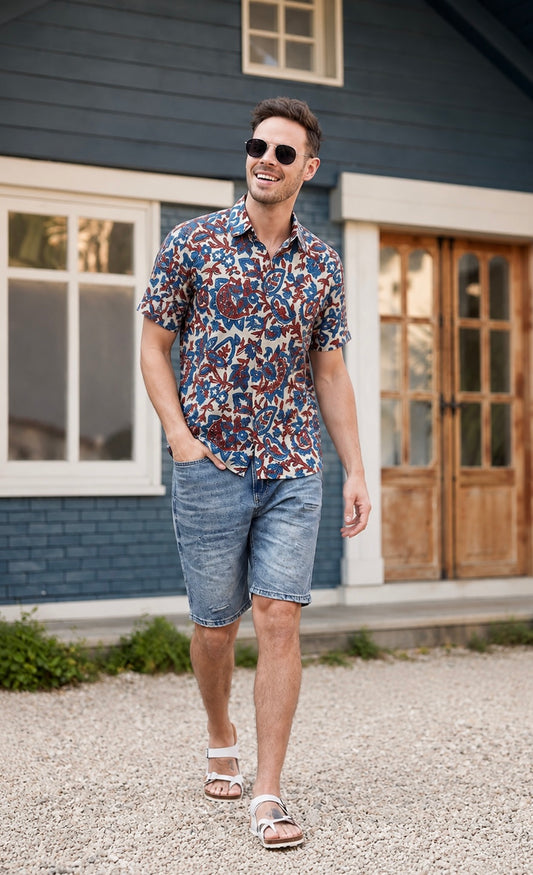 Men’s Pure Cotton Handblock Shirts – Comfortable & Sustainable