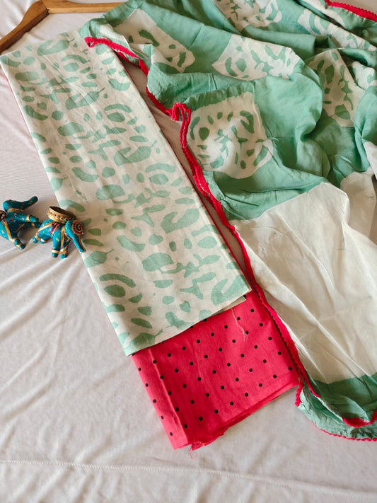 Handblock Printed Unstitched Cotton Suit Set – House of the Handblock